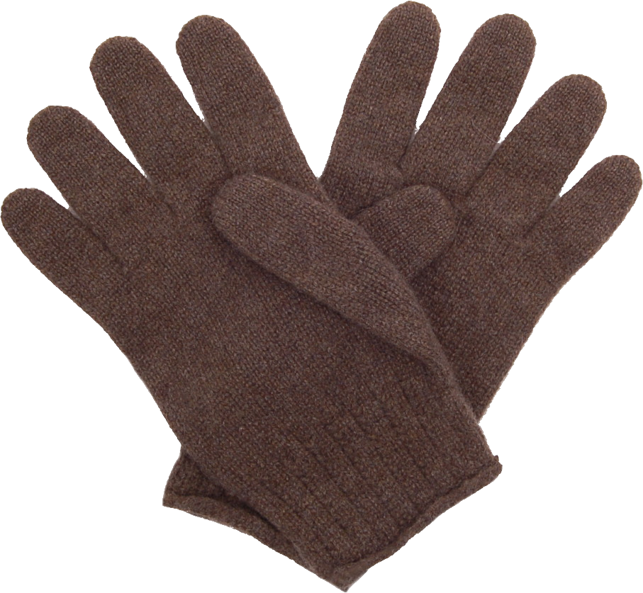 Brown Knit Winter Gloves Pair With Ribbed Cuffs High Resolution PNG Illustration