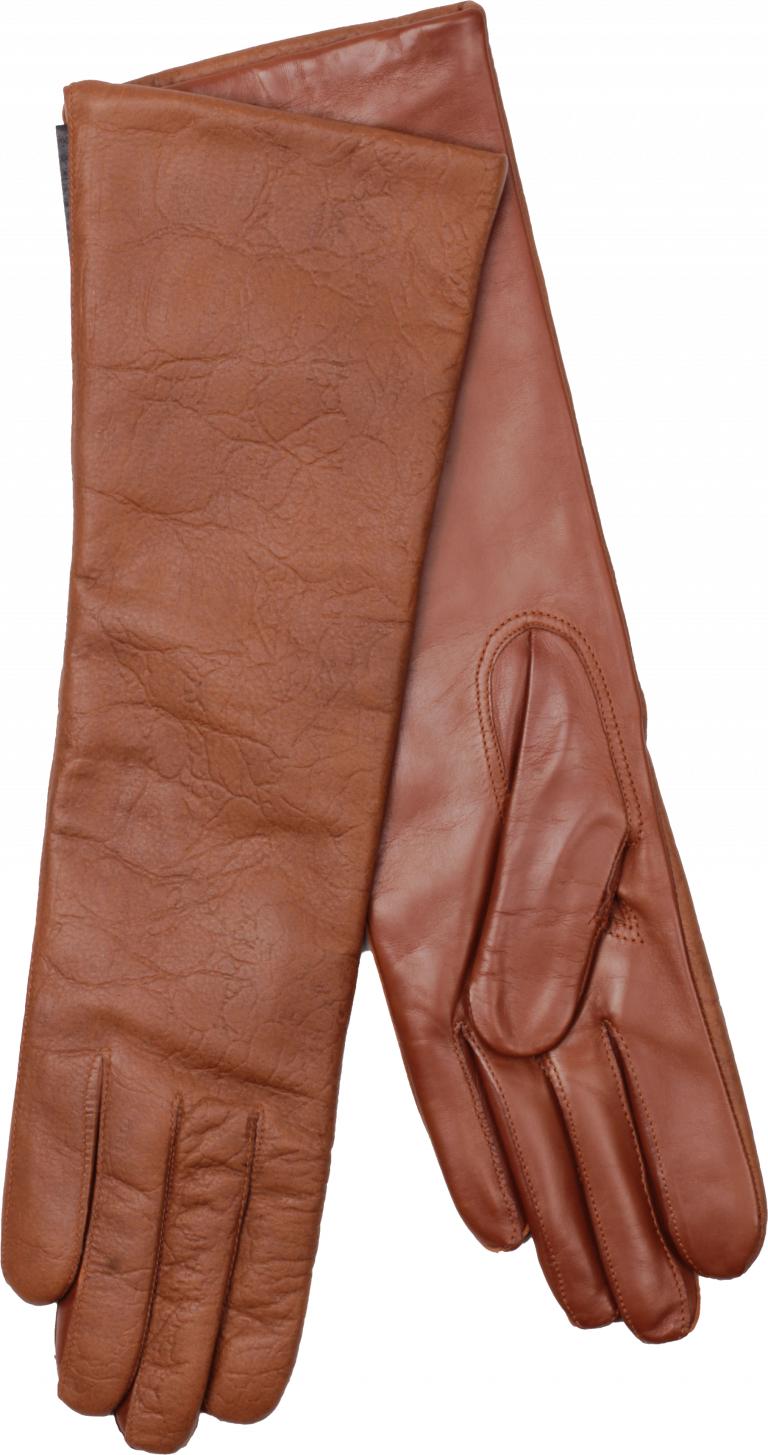 Brown Leather Long Cuff Glove Single PNG Image With Transparent Background