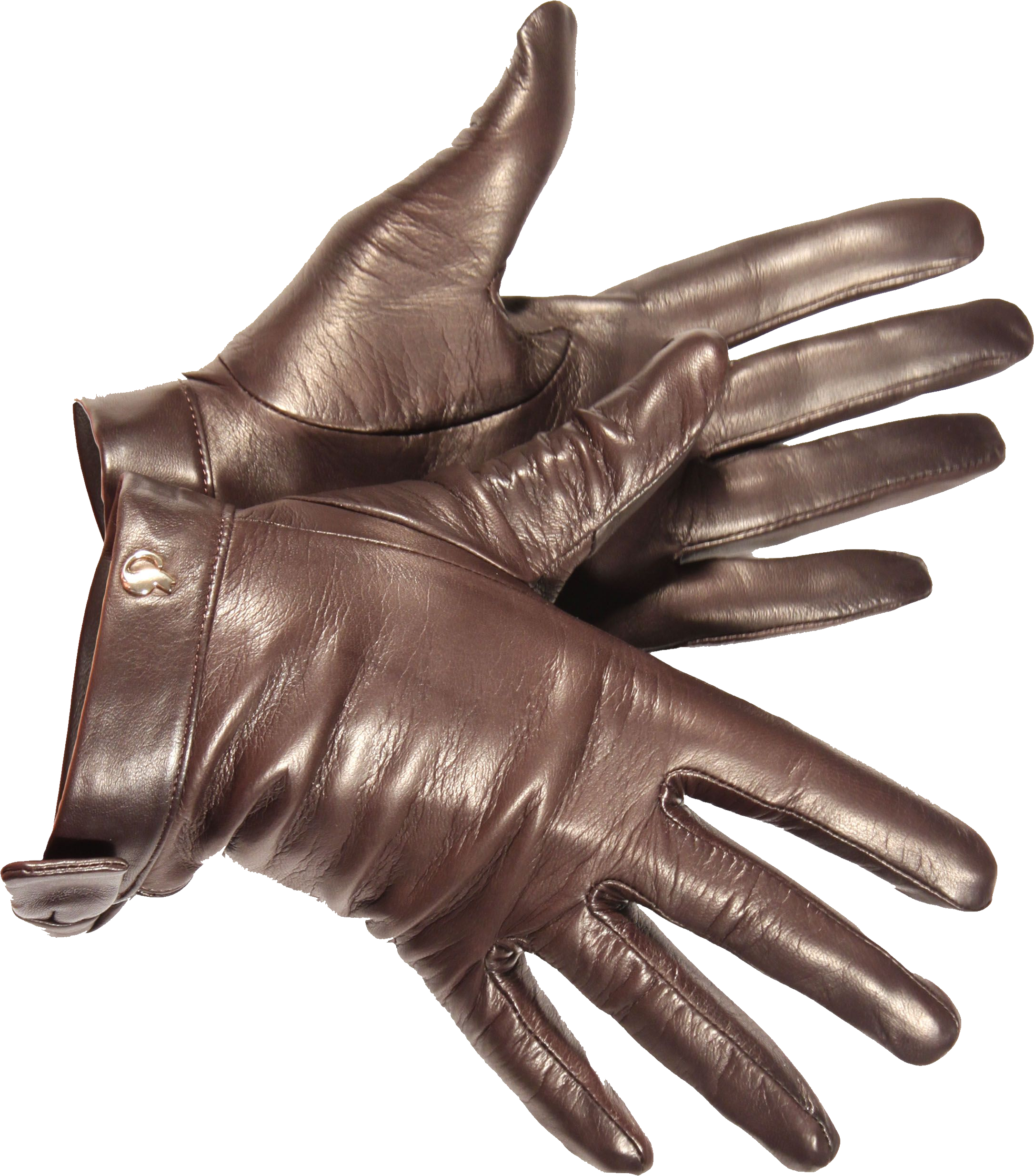 Brown Shiny Leather Dress Gloves Pair Transparent Background Boxing Gloves PNG