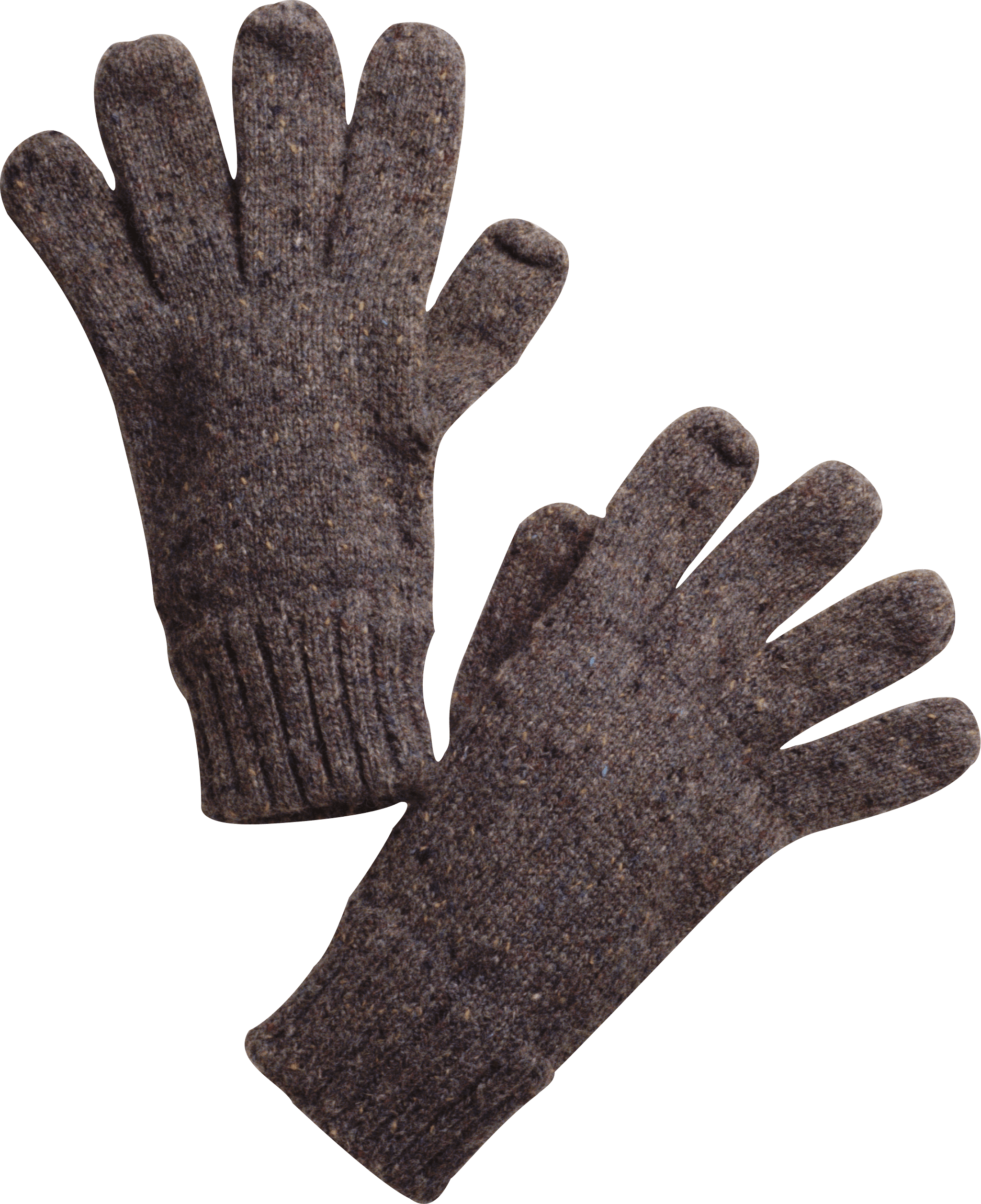 Brown Wool Knit Gloves Pair With Ribbed Cuffs Transparent Background Boxing Gloves PNG