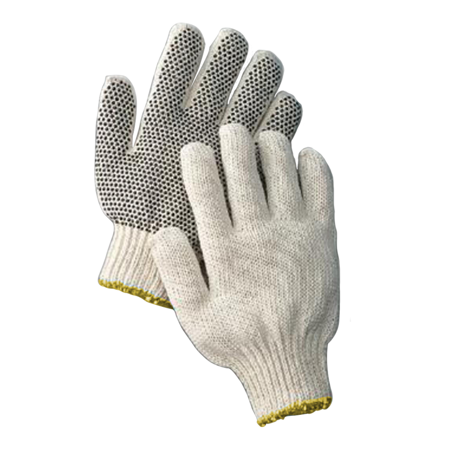 Gray Knit Work Gloves Pair With Ribbed Cuffs Isolated Transparent PNG Graphic