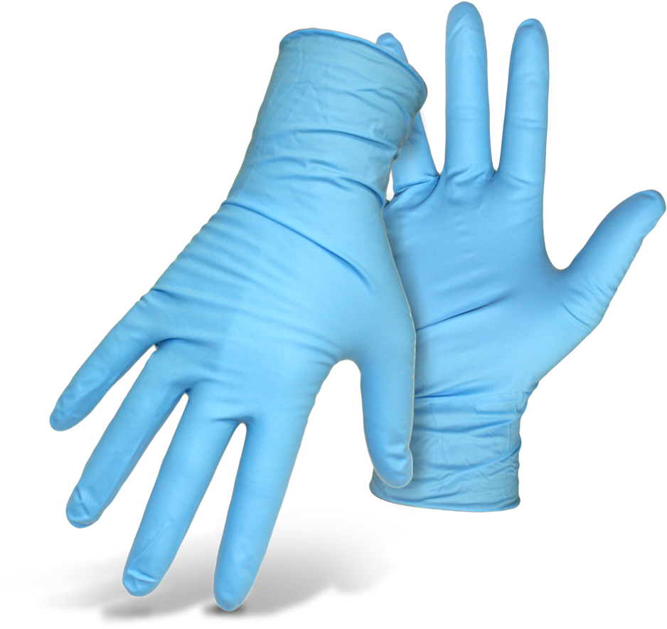 Light Blue Disposable Nitrile Examination Gloves Pair Clean Cutout Transparent PNG Image