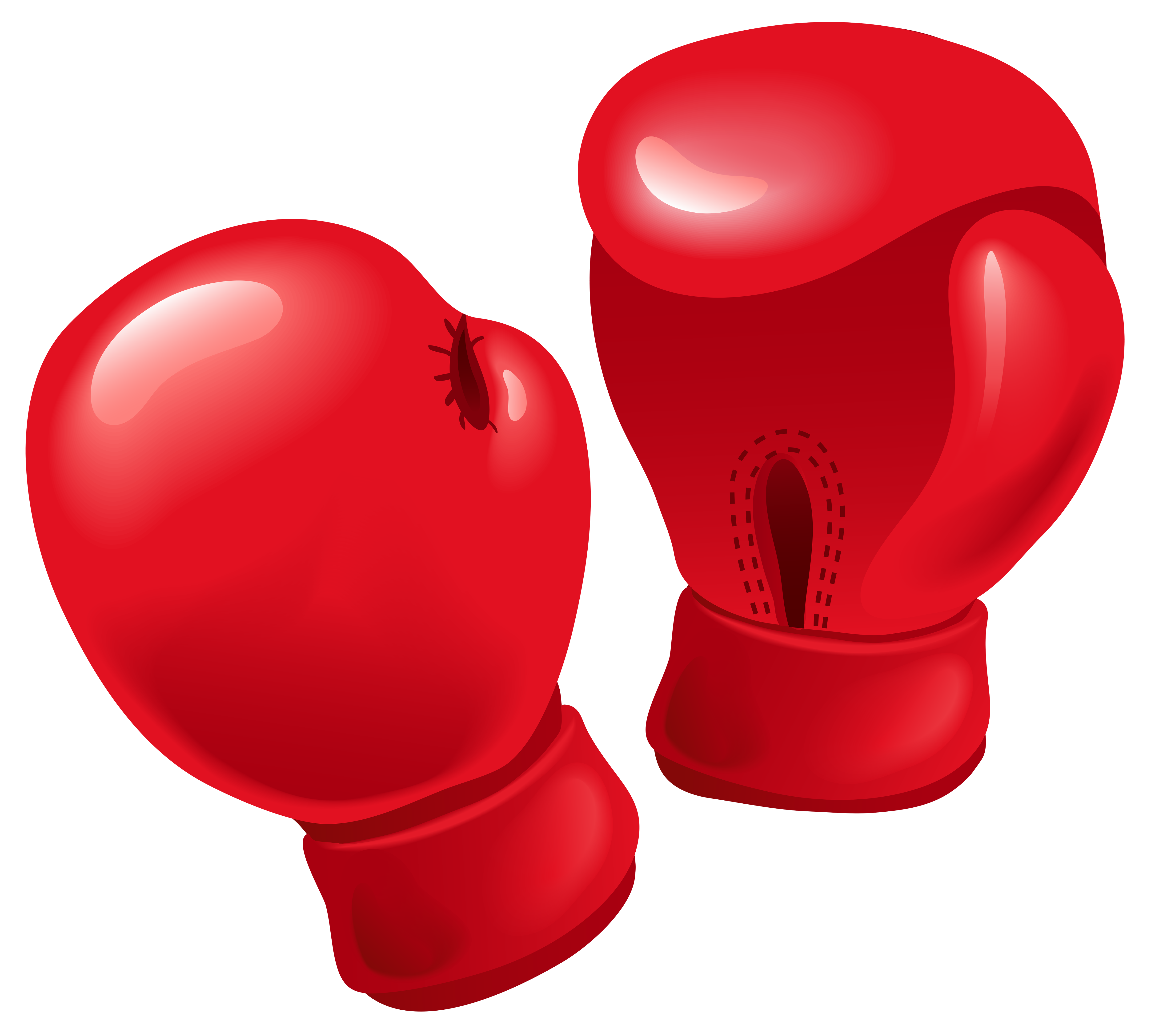 Red Boxing Gloves Pair With Rounded Padded Fingers PNG Cutout With Clear Background