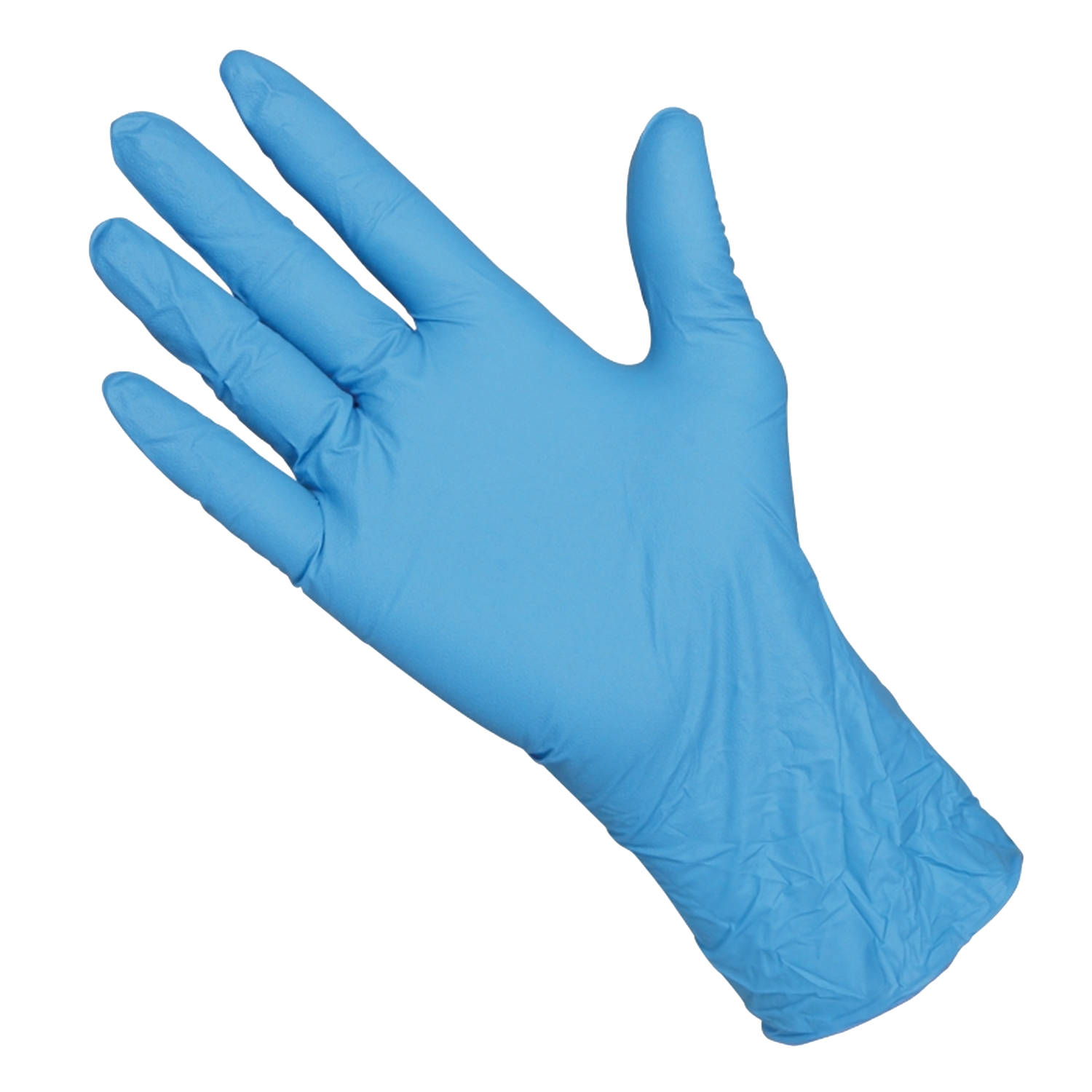 Single Blue Nitrile Medical Glove With Open Fingers Isolated On Transparent Background