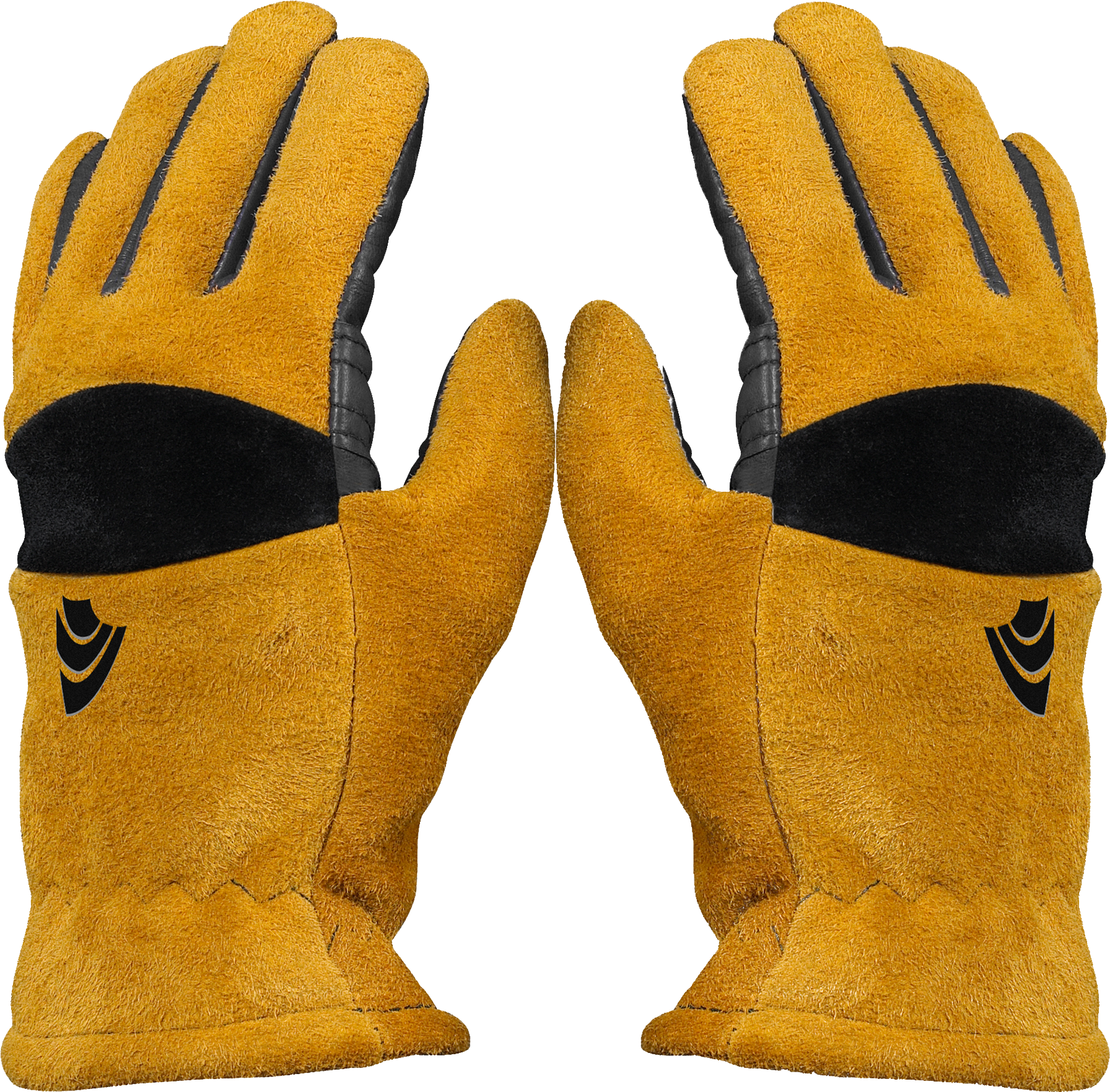 Yellow Leather Safety Welding Gloves Pair With Black Cuffs Transparent Background Gloves PNG