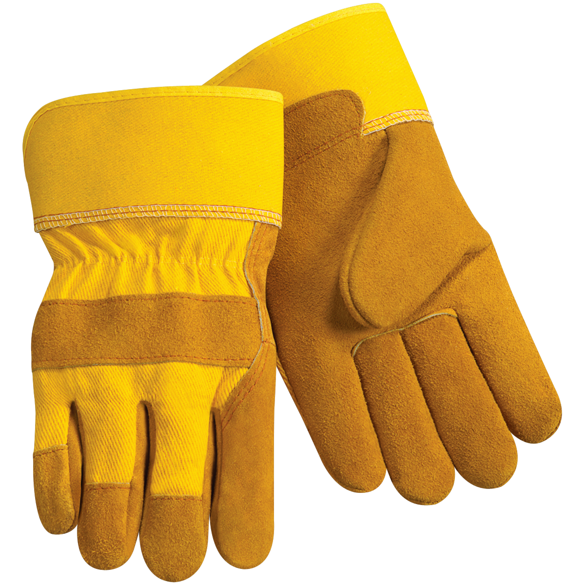 Yellow Leather Utility Gloves With Protective Cuffs Clear Background Handwear Illustration