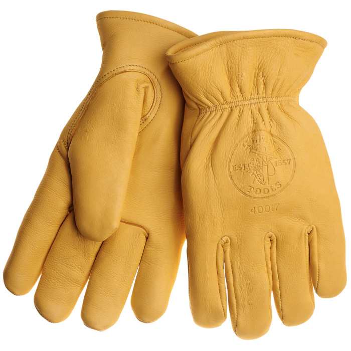 Yellow Leather Work Gloves Pair With Gathered Cuffs Isolated Glove PNG Artwork