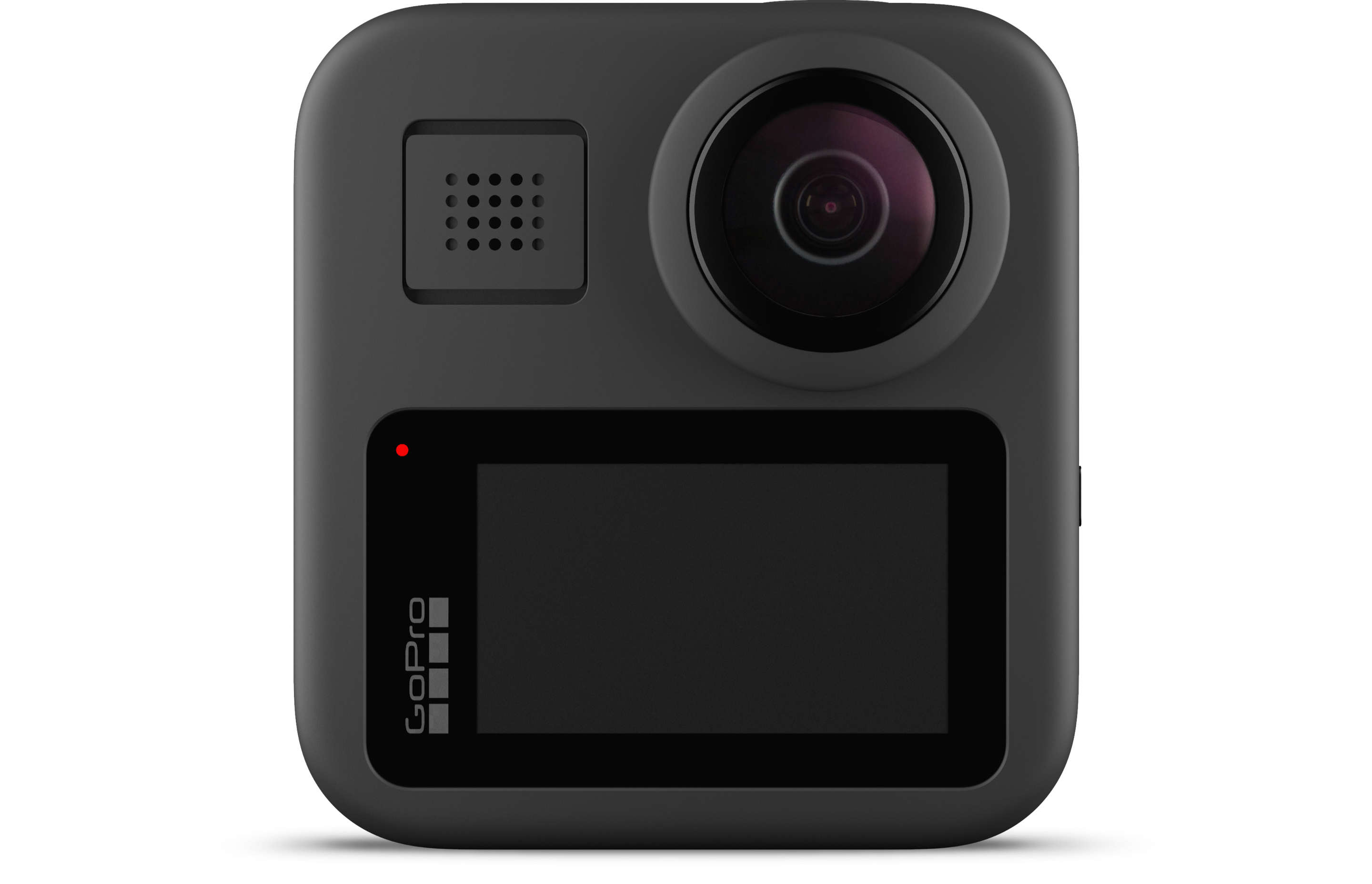 Black Compact GoPro Action Camera Front View With Lens PNG Cutout With Clear Background
