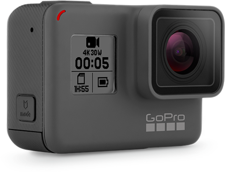 Black GoPro Action Camera Rear View With Status Display Printable PNG Graphic With Transparent Background