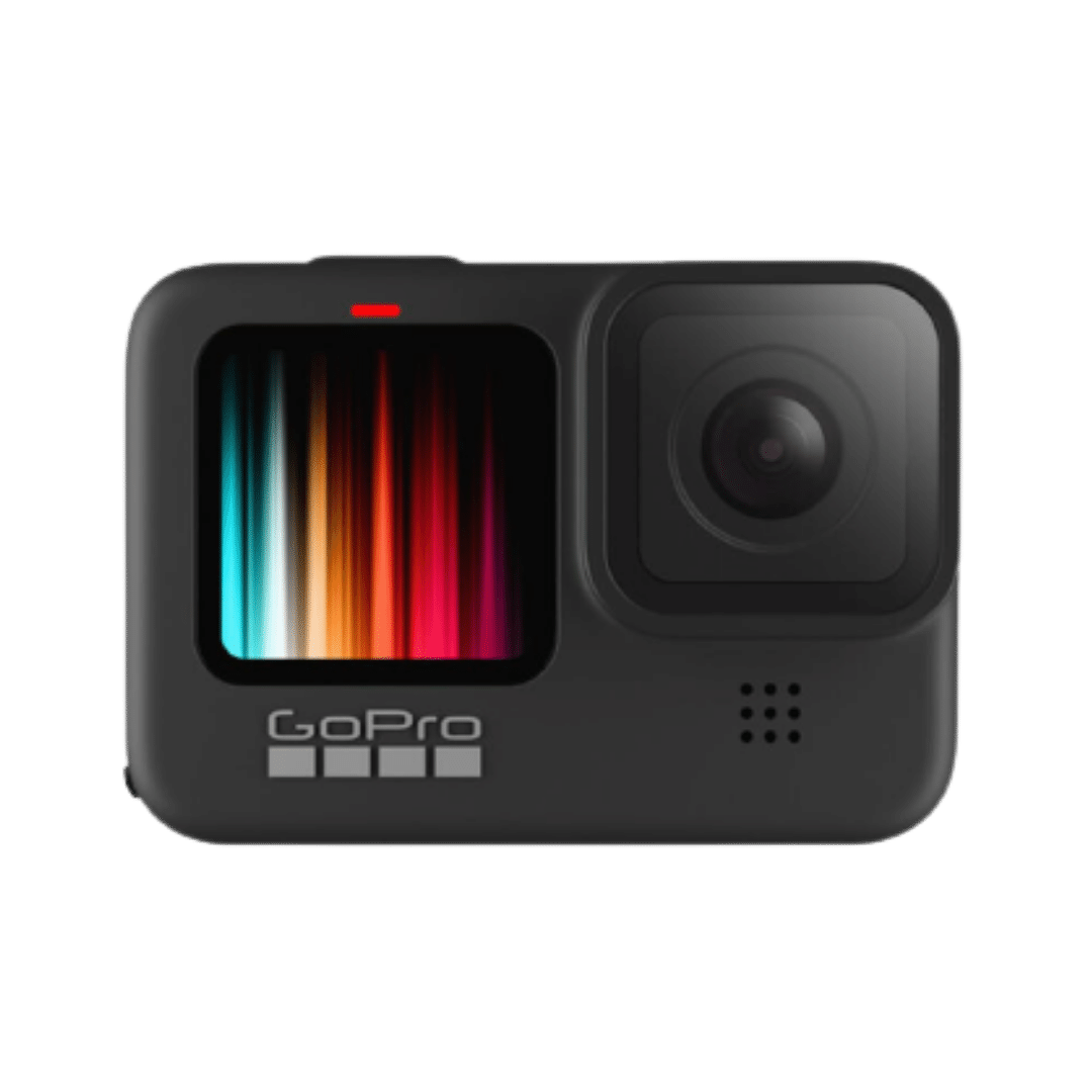 Black GoPro Action Camera With Color Front Status Display Isolated Transparent PNG Graphic