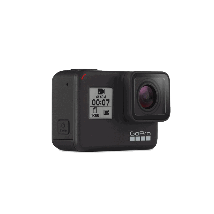 Black GoPro Hero Action Camera Side View With Screen Camera Gear PNG With Clear Background