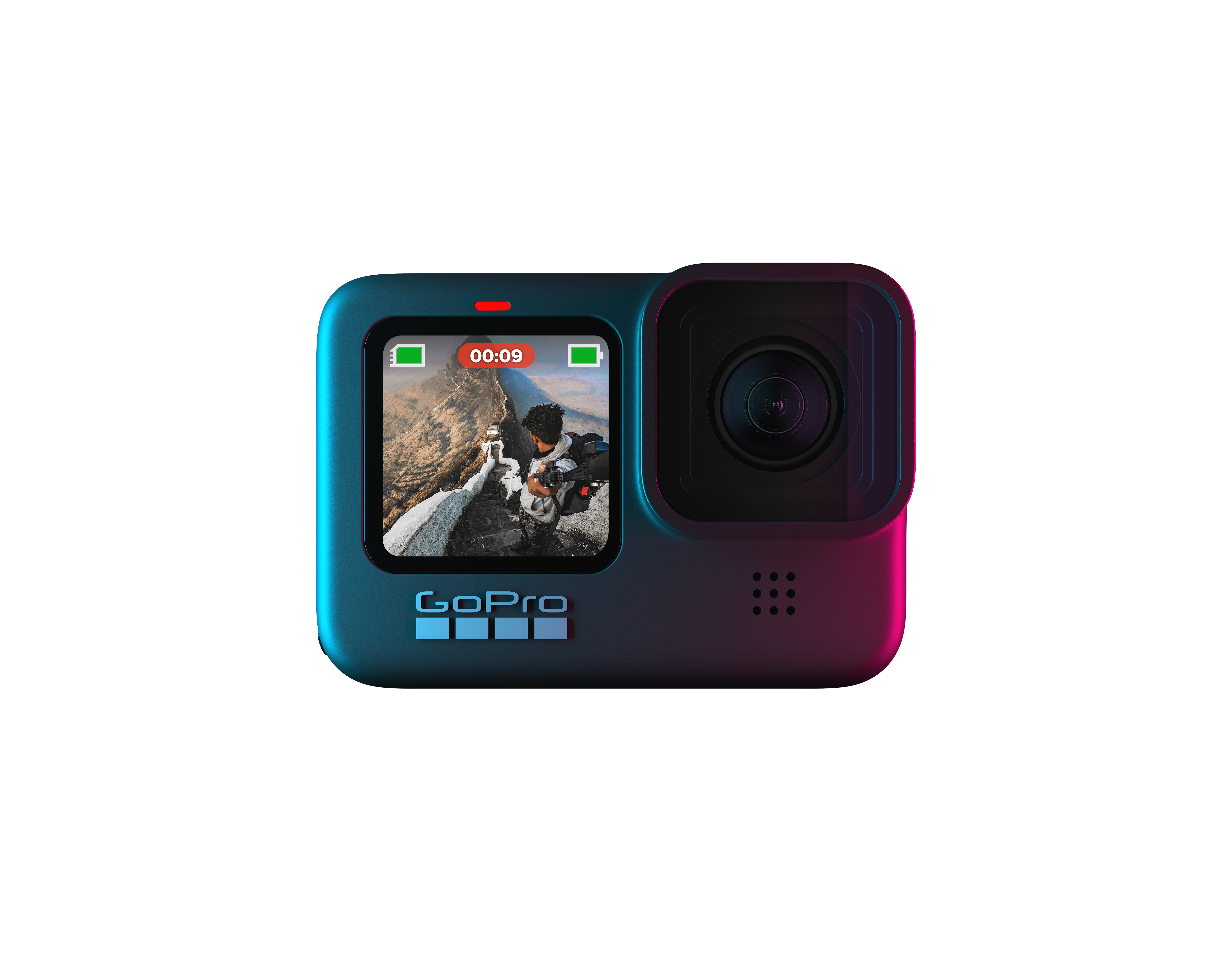 Blue And Black GoPro Dual Screen Action Camera Product View PNG Image With Transparent Background