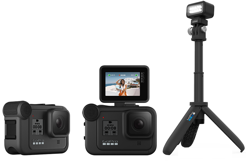 GoPro Action Camera Kit With Mounts And Mini Tripod Clear Background Camera Illustration