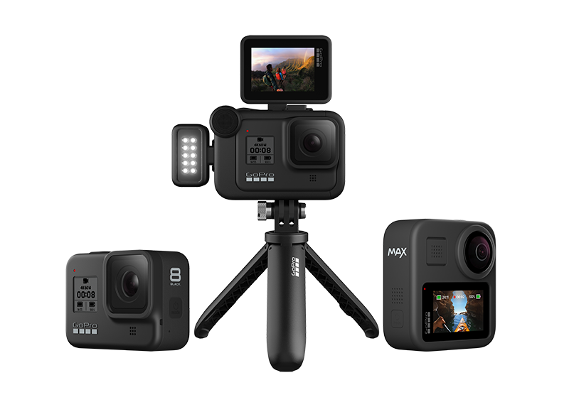 GoPro Action Camera Set With Tripod And Accessory Mounts Clear Background Camera Illustration