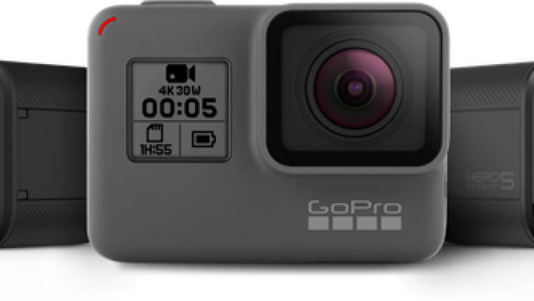 GoPro Action Camera With Front Screen And Side Lens View PNG Clip Art On Clear Background
