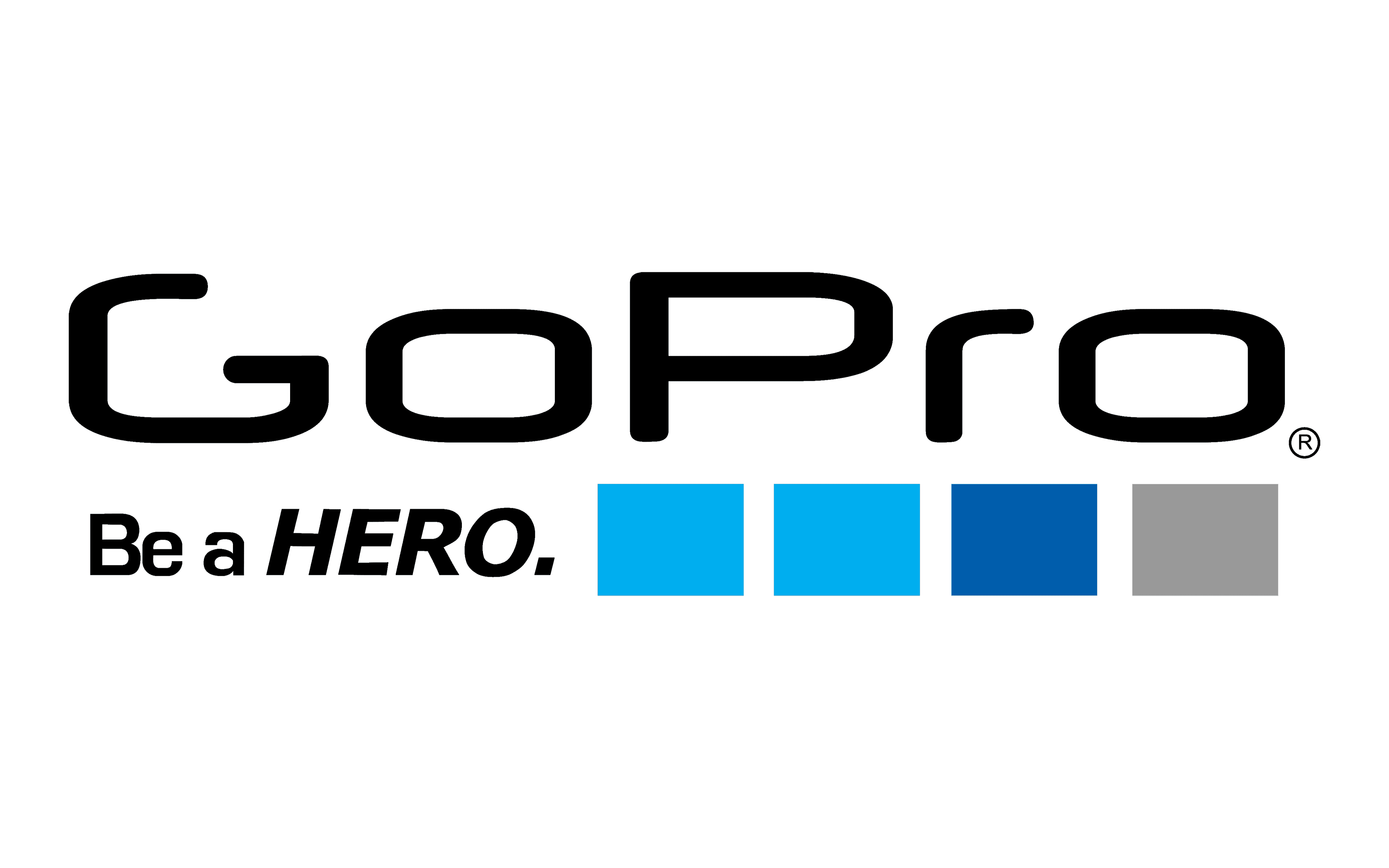 GoPro Be A Hero Wordmark Logo With Blue Squares Transparent Background Camera Accessory PNG