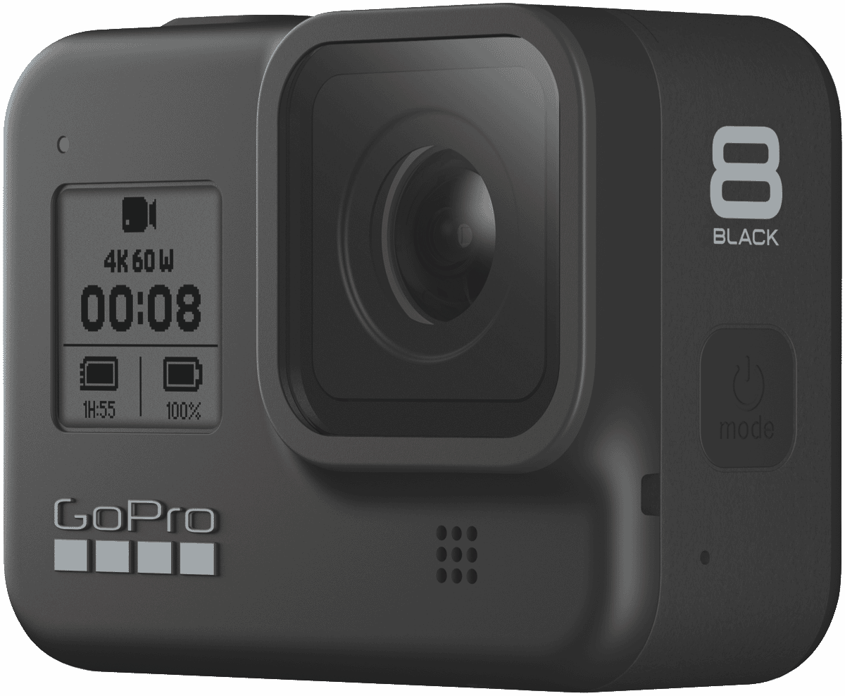 GoPro Hero Eight Black Camera Front And Rear Product View Isolated Action Camera PNG Artwork