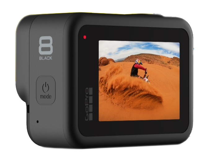 GoPro Hero Eight Black Camera With Rear Screen Display Clear Background Camera Illustration