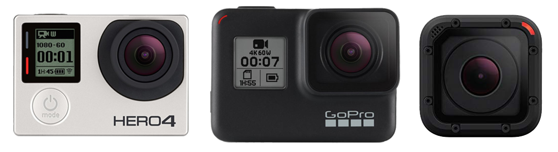 GoPro Hero Four And Newer Action Camera Model Comparison PNG Cutout With Clear Background