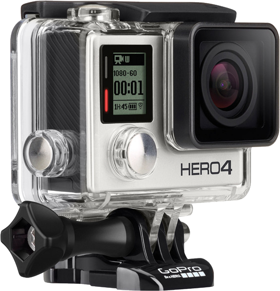 GoPro Hero Four Camera In Clear Waterproof Housing PNG Image With Transparent Background