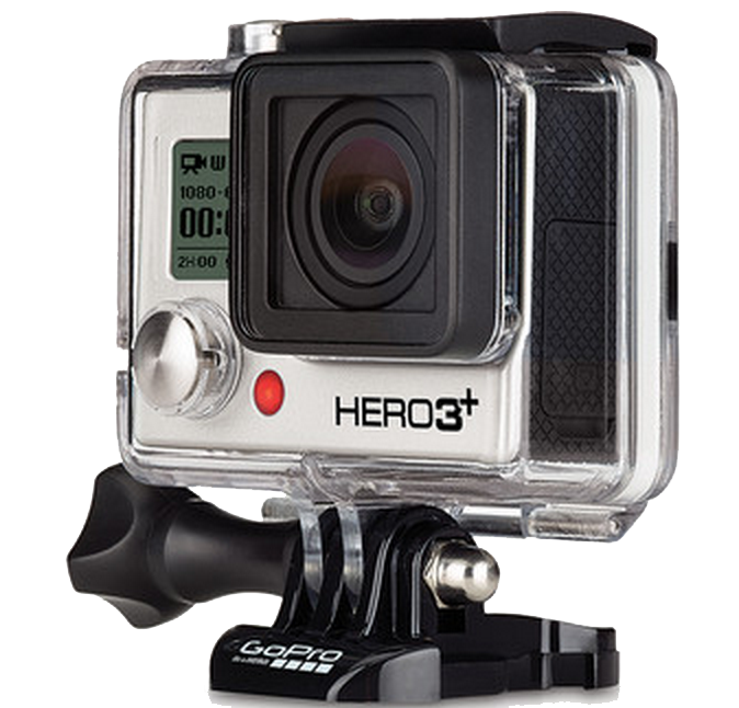 GoPro Hero Three Plus Action Camera In Clear Dive Case PNG Clip Art On Clear Background