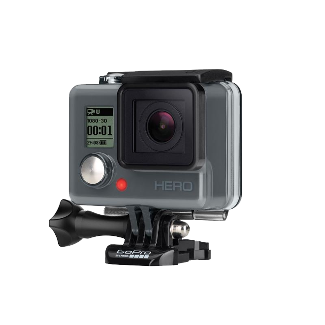Silver GoPro Action Camera In Waterproof Case With Mount Transparent Background GoPro PNG