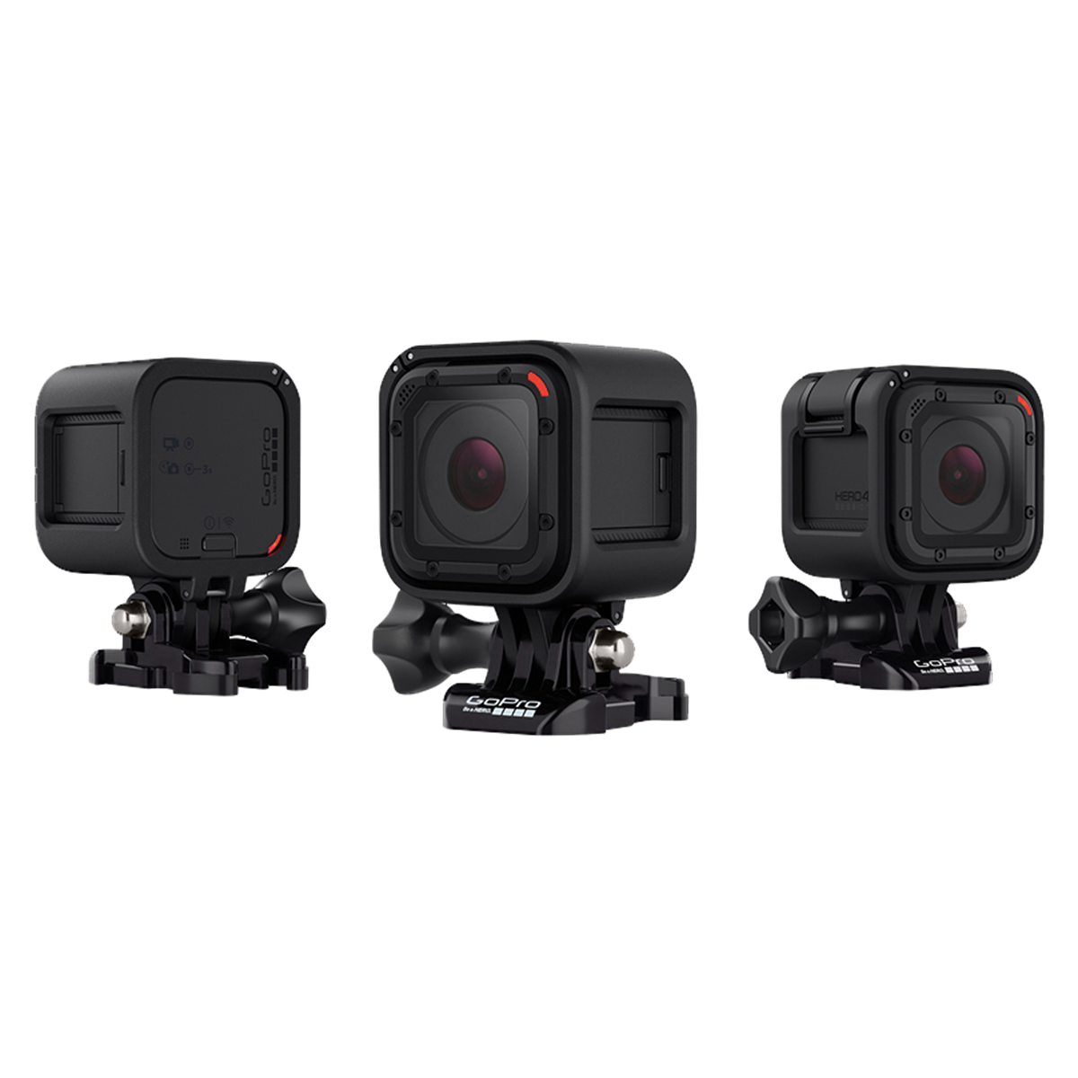 Three GoPro Action Camera Models Side By Side Comparison Isolated Action Camera PNG Artwork