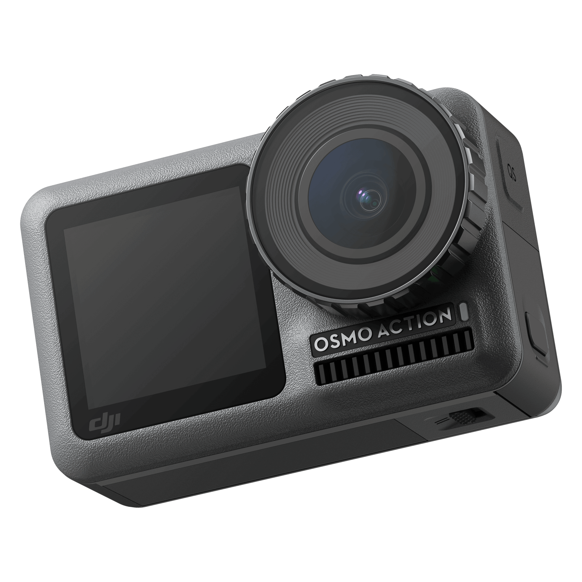 Black Waterproof Action Camera With Front And Rear Screens Printable PNG Graphic With Transparent Background