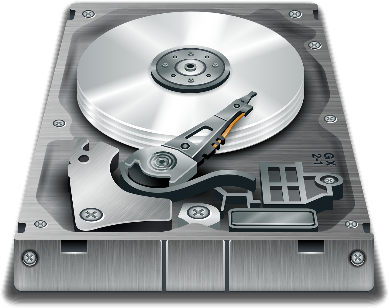 Hard Drive Mechanical Parts Exploded View Platter Illustration High Resolution PNG Illustration