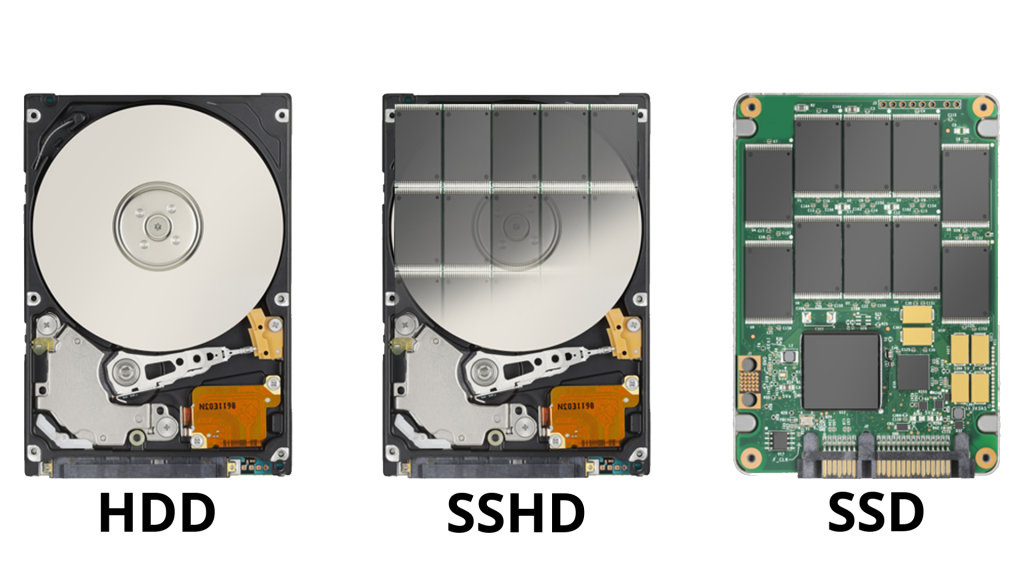 HDD SSHD And SSD Storage Technology Comparison Graphic Isolated On Transparent Background