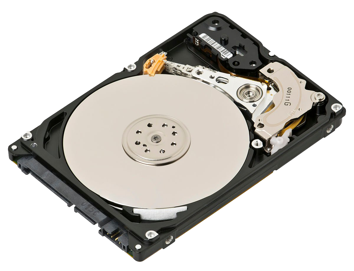 Open Hard Disk Drive With Large Silver Platter Isolated Transparent PNG Graphic