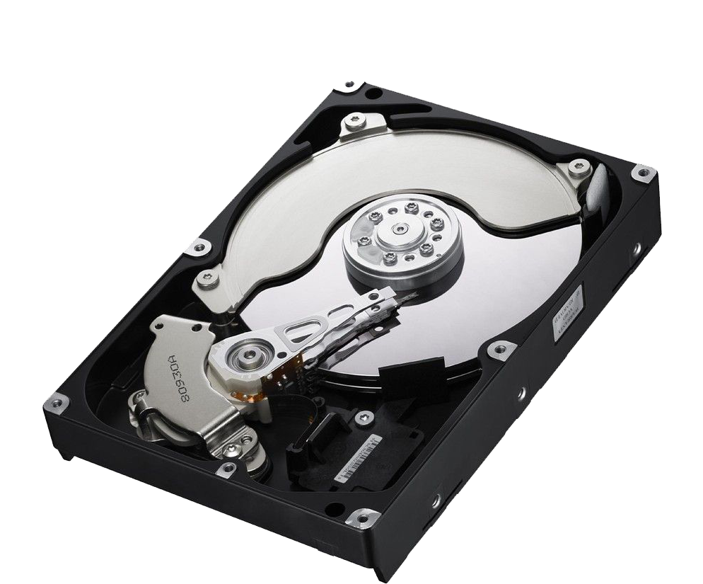 Open Internal Hard Drive With Silver Platter And Head Arm Transparent Background PNG Image