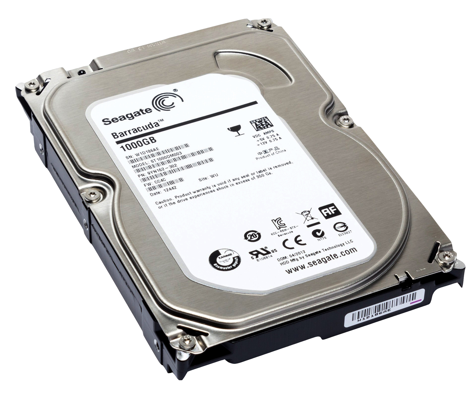 Silver Internal Hard Disk Drive With Product Specification Label Transparent PNG Image For Creative Projects