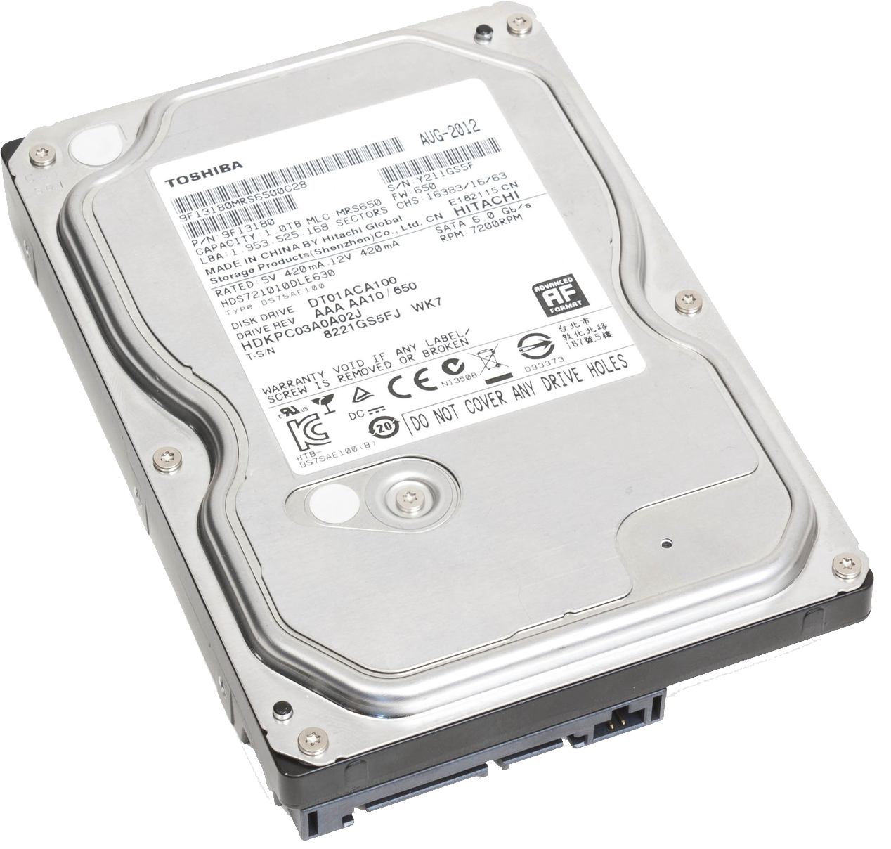 Silver Three And A Half Inch Desktop Hard Drive Product View Clear Background Data Storage Illustration