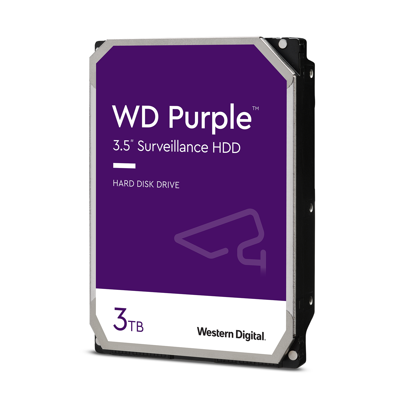 Western Digital Purple Three Terabyte Surveillance Hard Drive PNG Image With Transparent Background