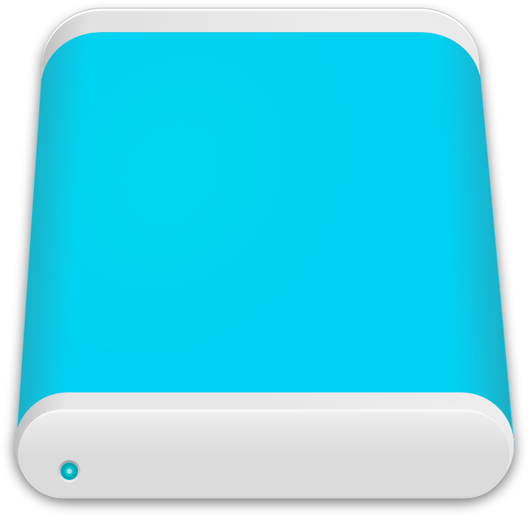 Blue And White Portable External Storage Drive Product View Printable PNG Graphic With Transparent Background