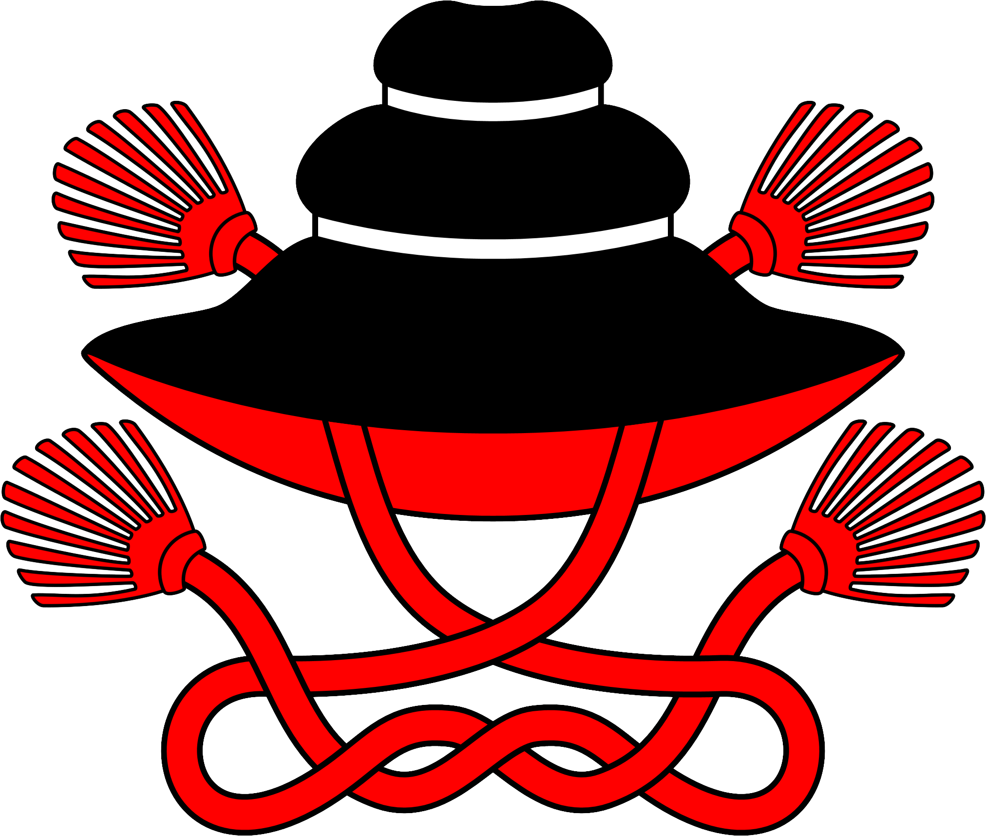 Black And Red Wide Brim Asian Style Hat With Decorative Tassels Transparent Background Headwear PNG