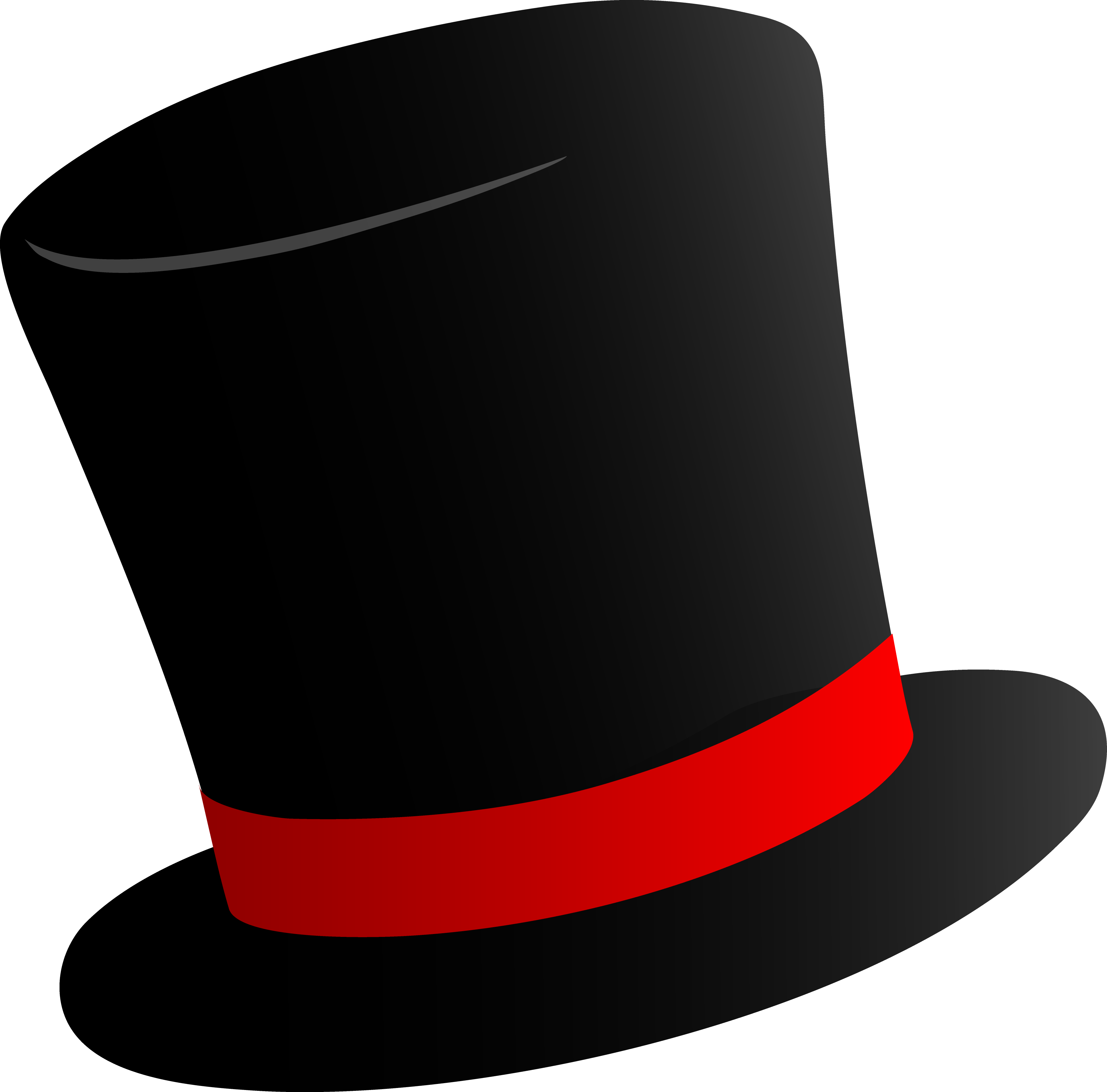 Black Magician Top Hat With Red Satin Ribbon Isolated Transparent PNG Graphic
