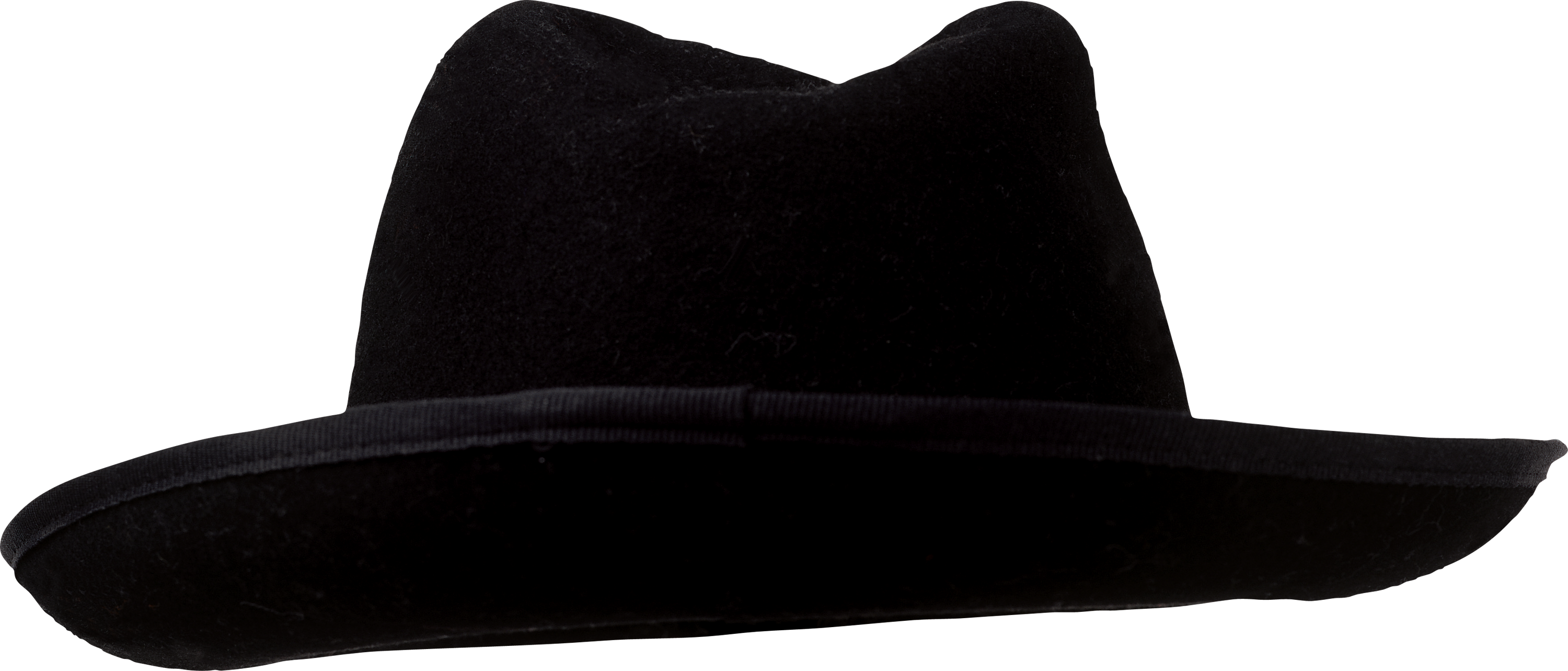 Black Wide Brim Cowboy Hat With Pinched Crown Transparent PNG Clipart