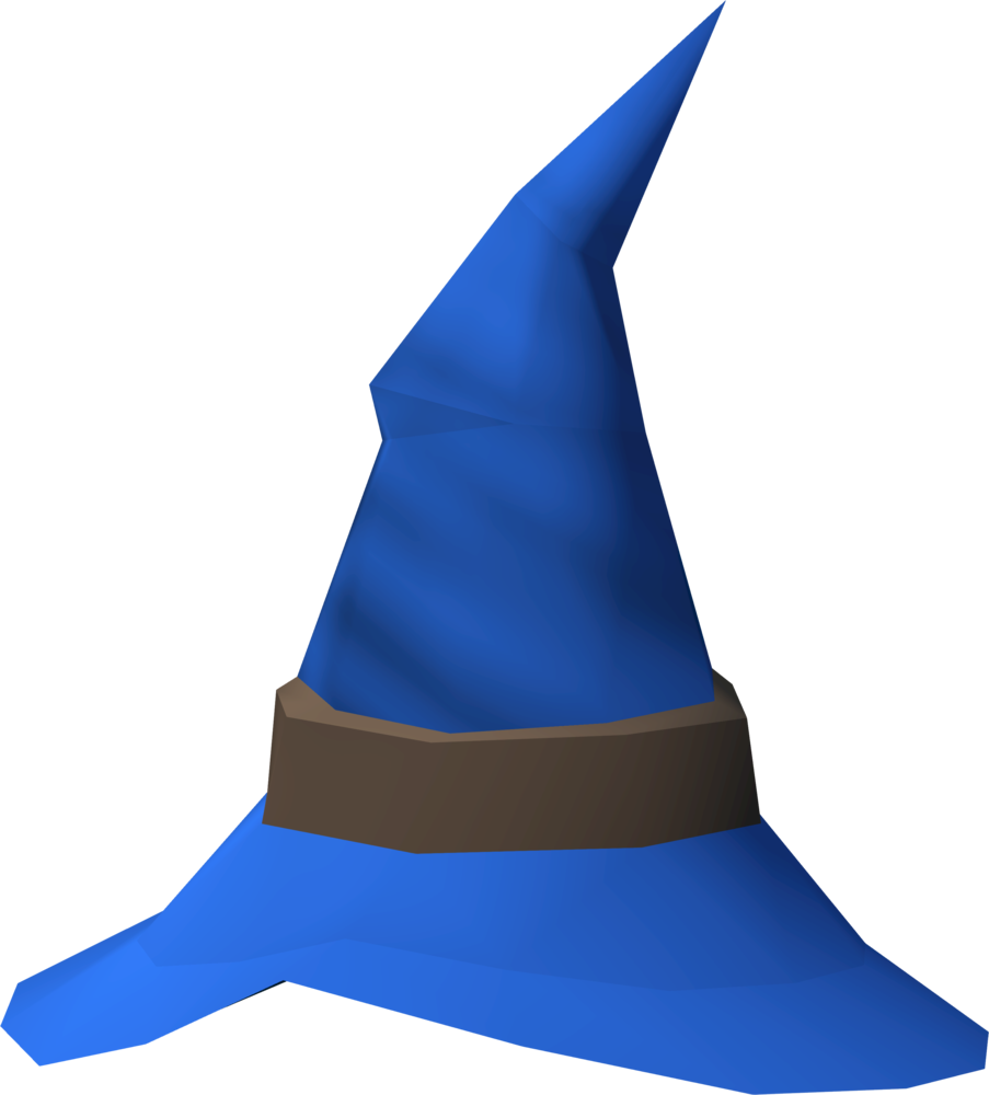 Blue Pointed Wizard Hat With Black Band Illustration Transparent PNG Clipart
