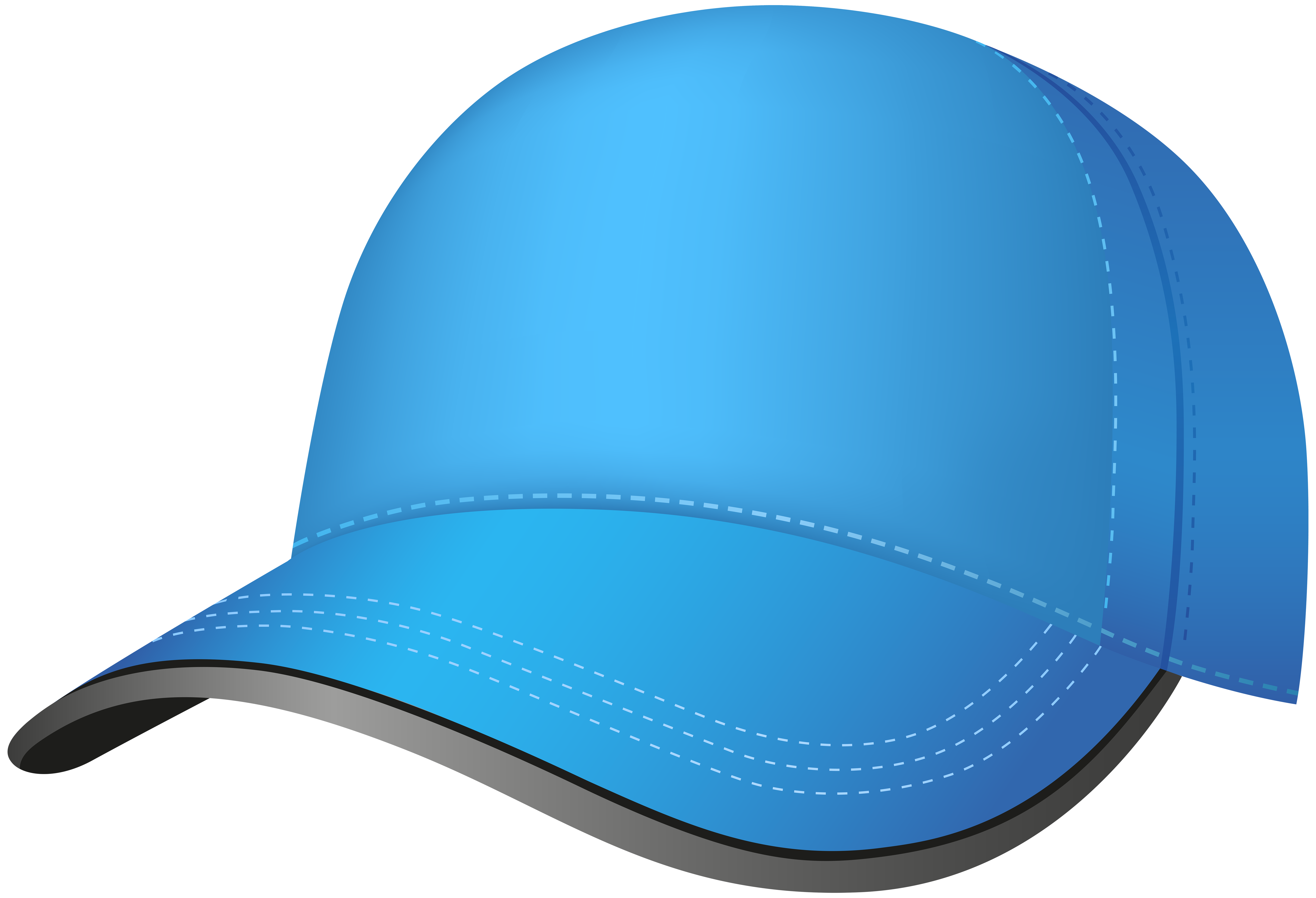 Bright Blue Baseball Cap With Curved Brim Printable PNG Graphic With Transparent Background