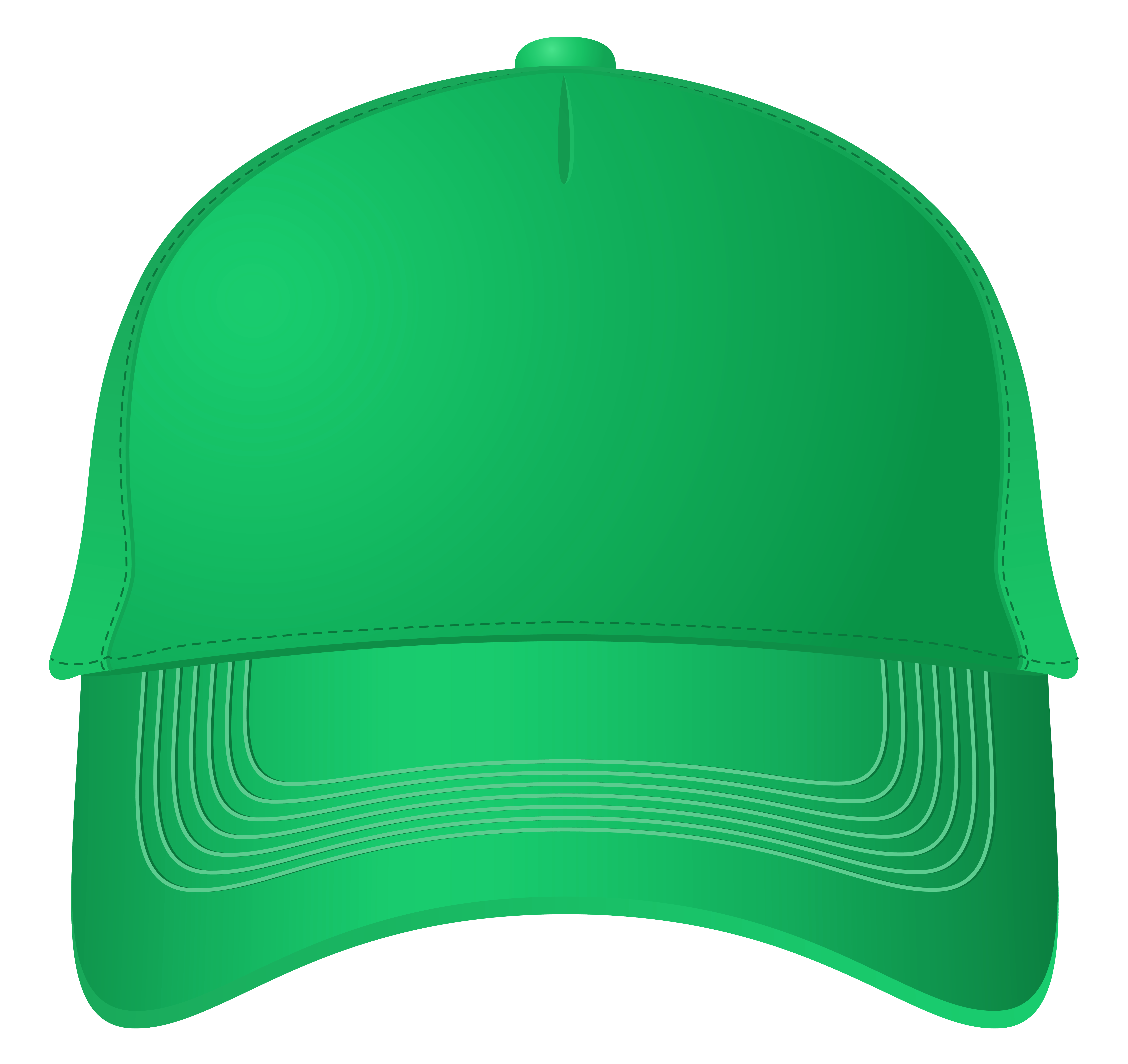 Bright Green Baseball Cap Front View With Curved Brim High Resolution PNG Illustration
