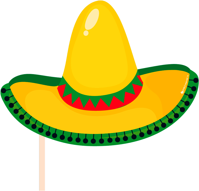Colorful Mexican Sombrero With Green Red And Yellow Trim PNG Hat Image For Design
