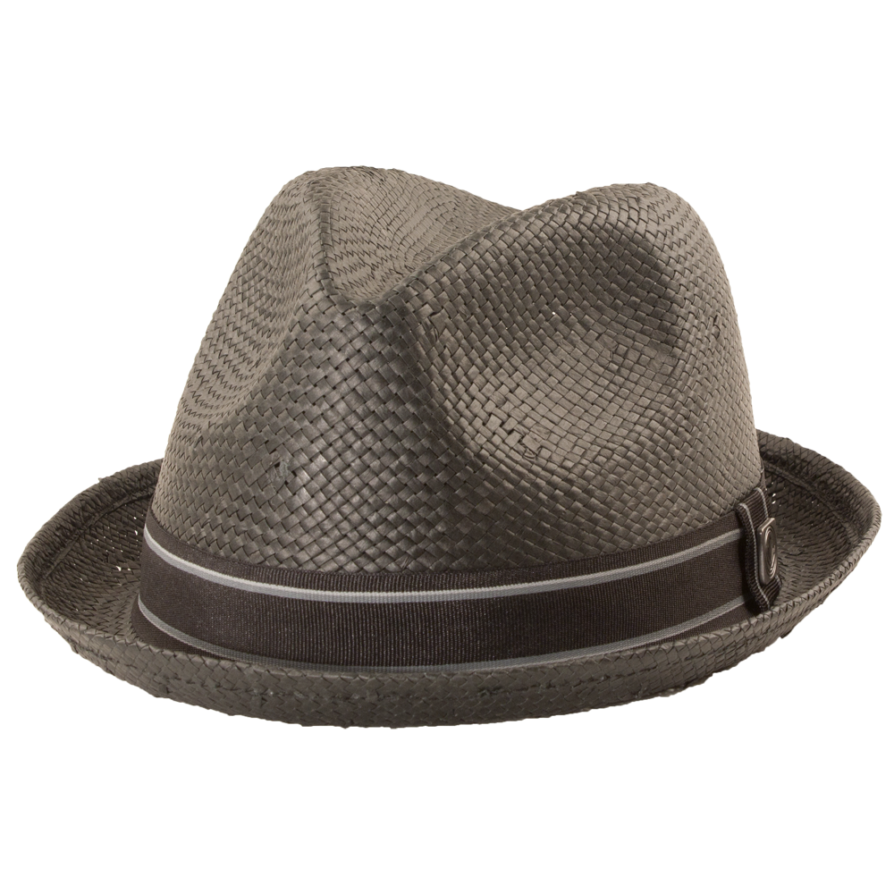 Gray Textured Fedora Hat With Narrow Dark Band Transparent Background PNG Image
