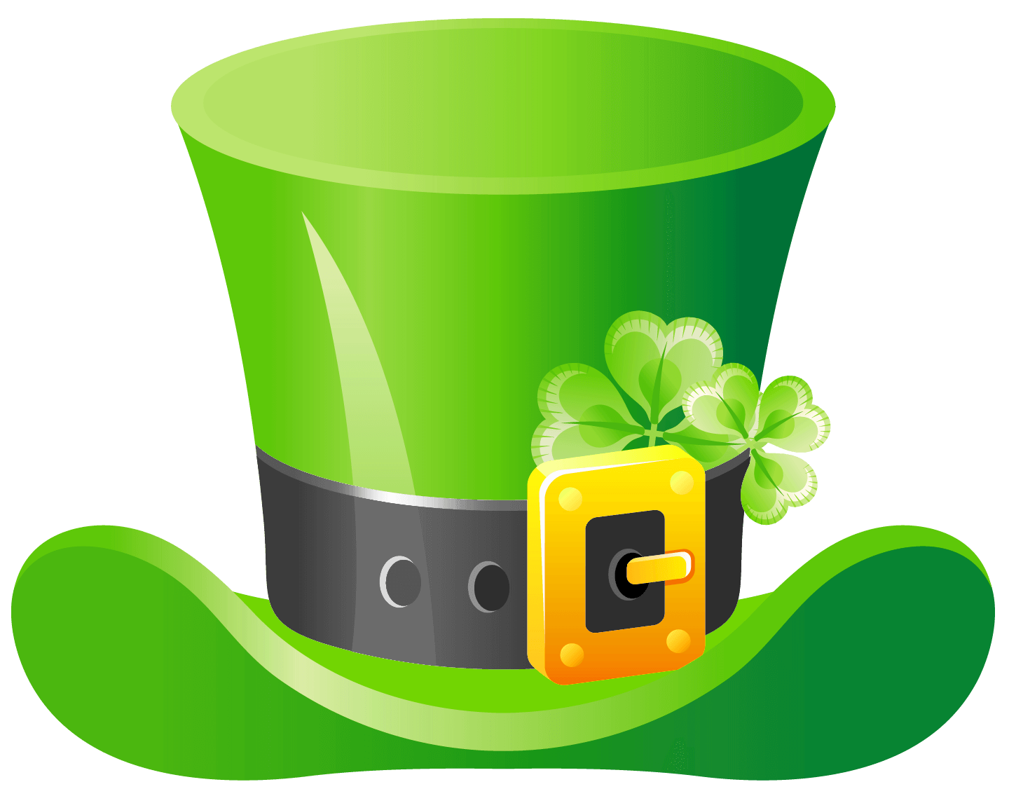 Green Leprechaun Top Hat With Gold Buckle And Shamrock Fashion PNG With Clear Background