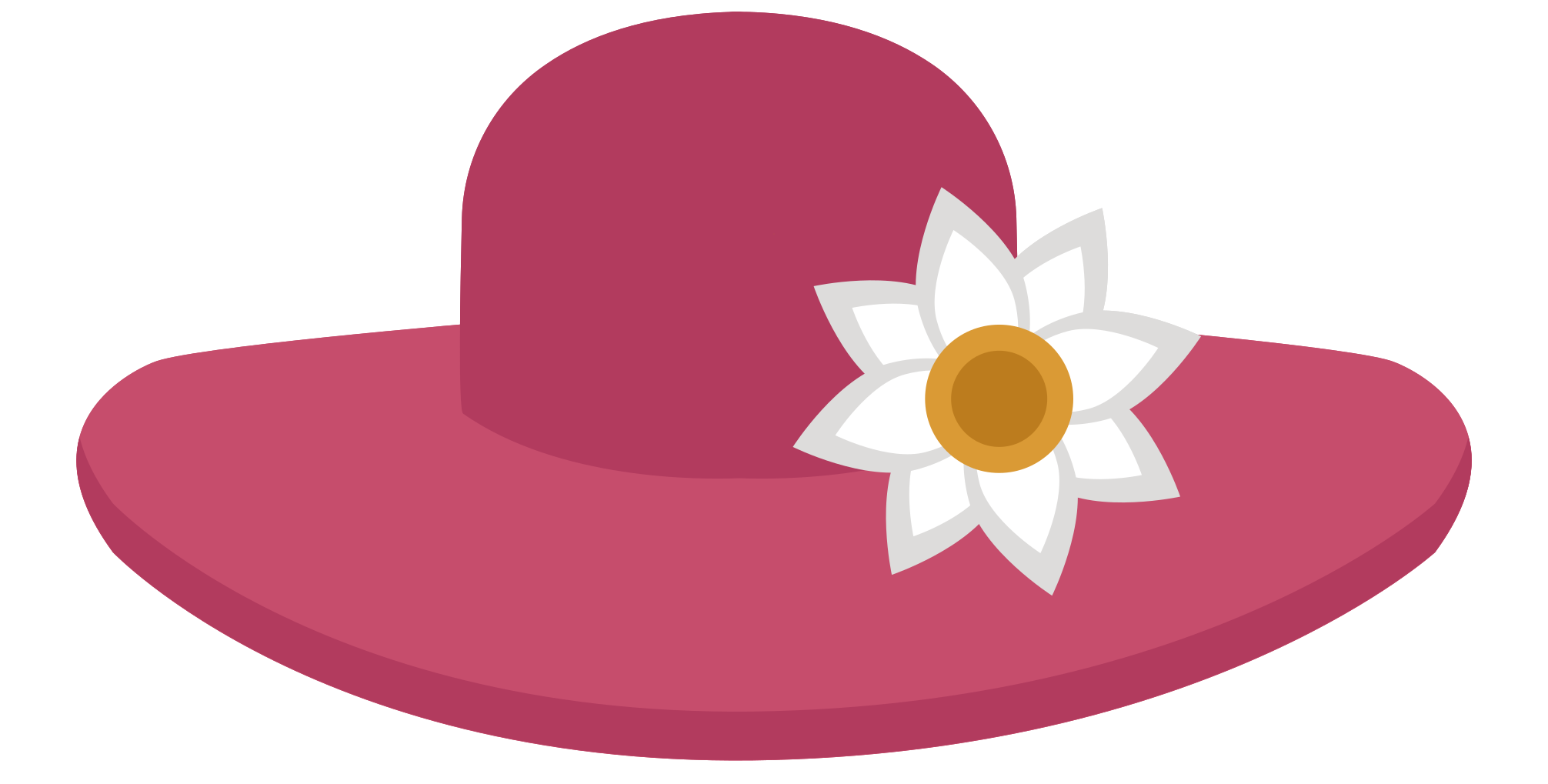 Pink Sun Hat With White Daisy Flower Decoration Transparent PNG Image For Creative Projects