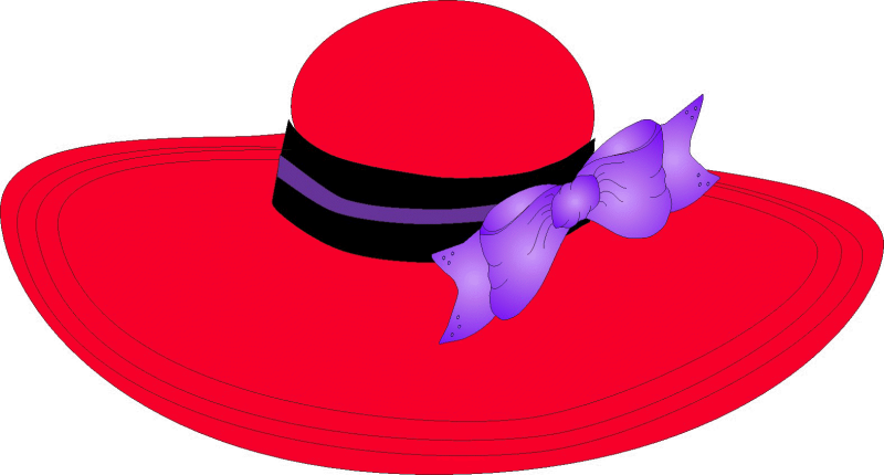 Red Wide Brim Womens Sun Hat With Purple Ribbon Bow Transparent Background Cowboy Hat PNG