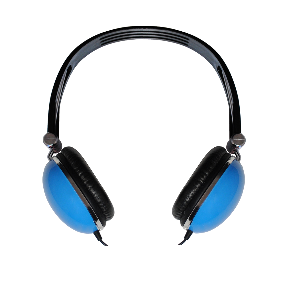 Black And Blue Over Ear Headphones With Bright Blue Earcups PNG Image With Transparent Background