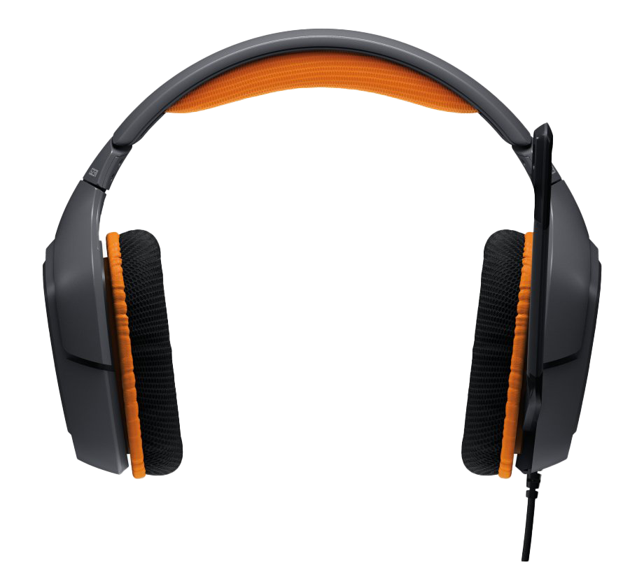 Black And Orange Gaming Headset With Cushioned Ear Pads PNG Headset Image For Design