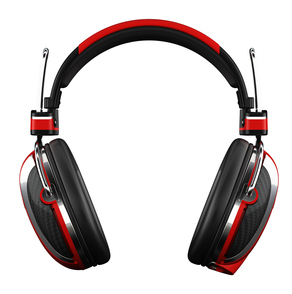 Black And Red Over Ear Gaming Headphones With Padded Band Isolated Transparent PNG Graphic